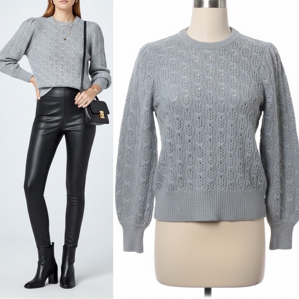 J.Crew | NWOT Light Blue Alpaca Wool Blend Cable Knit Sweater (Size S)